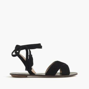 NEW J.Crew Lace-up Suede Sandals 6.5 Black